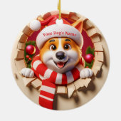 Individuelle Name Funny Dog Breaking in 2-seitigen Keramik Ornament (Hinten)