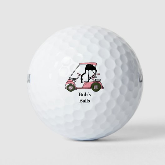 Individuelle Name Funny Golfcart Flamingo Golfball (Vorderseite)