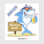 Individuelle Name Funny Shark Aufkleber (Blatt)