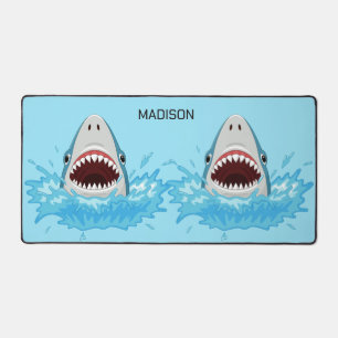 Individuelle Name Funny Sharks Schreibtischunterlage