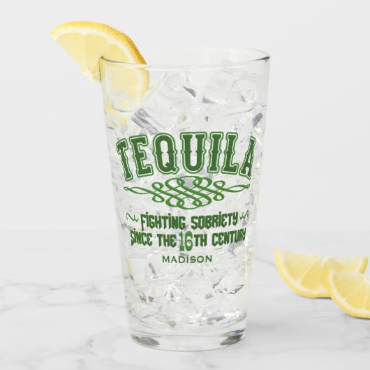 Individuelle Name Funny TEQUILA Glas (Vorderseite Ice)