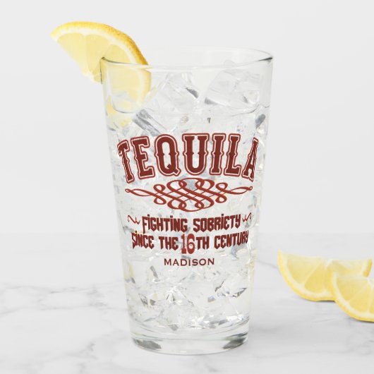 Individuelle Name Funny TEQUILA Glass Glas (Vorderseite Ice)