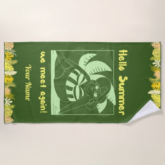 Individuelle Name Funny Tropical Summer Beach Hand Strandtuch (Vorderseite)
