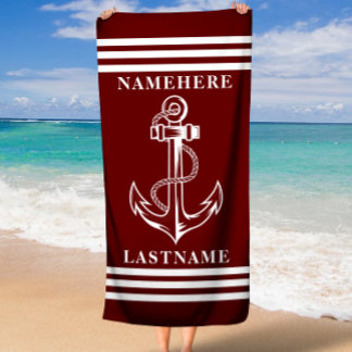 Individuelle Name für Anker und Streifen oder Text Strandtuch