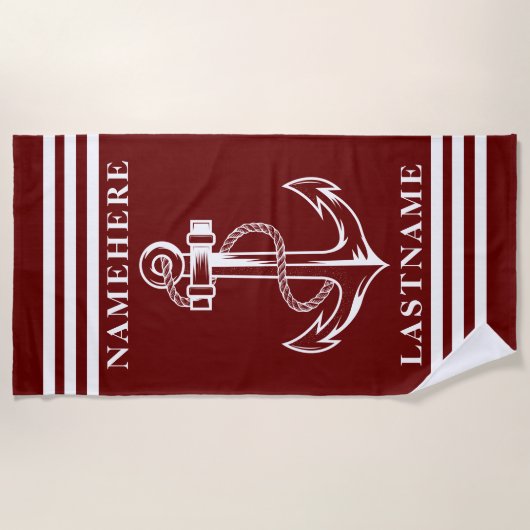 Individuelle Name für Anker und Streifen oder Text Strandtuch (Vorderseite)