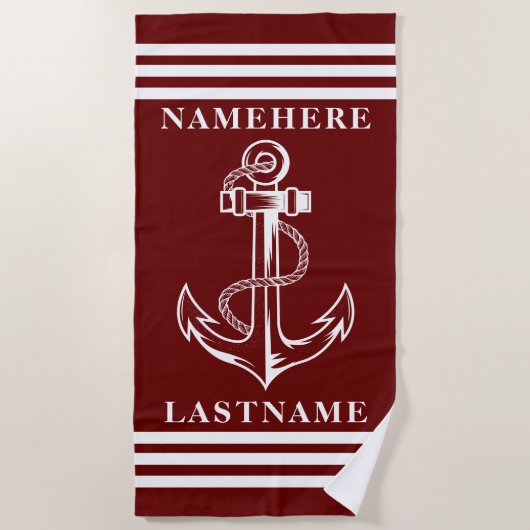 Individuelle Name für Anker und Streifen oder Text Strandtuch (Vorderseite)