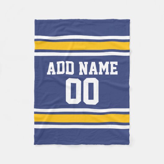 Individuelle Name für blaue und gelbe Sportstreife Fleecedecke (Vorderseite)