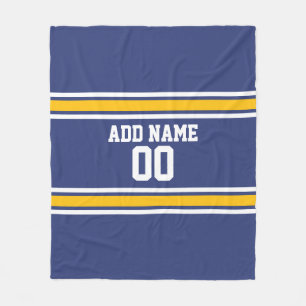 Individuelle Name für blaue und gelbe Sportstreife Fleecedecke