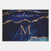 Individuelle Name für das blaue Marmorpapier Geschenkpapier Set (Vorderseite 2)