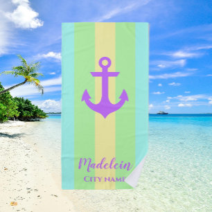 Individuelle Name für die Pastellfarben Anker Strandtuch