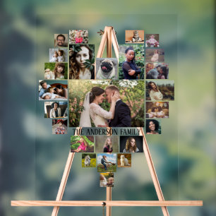 Individuelle Name für Familienfotografie in Herz 2 Acrylschild