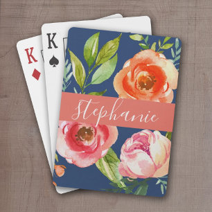 Individuelle Name für farbige Blumenmuster Spielkarten