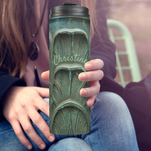 Individuelle Name für Farbleaf-Muster in Verdigris Thermosbecher
