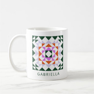 Individuelle Name für geometrisches Quilblock-Must Kaffeetasse