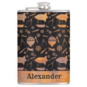 Individuelle Name für große Steampunk-Luftschifffa Flachmann