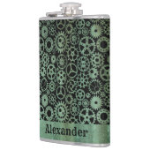 Individuelle Name für große Steampunk-Verdigris-Br Flachmann (Links)