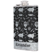 Individuelle Name für große Steampunker-Silberverz Flachmann (Links)