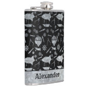 Individuelle Name für große Steampunker-Silberverz Flachmann (Rechts)