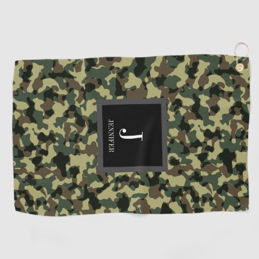 Individuelle Name für grüne Camouflage Golfhandtuch (Horizontal)