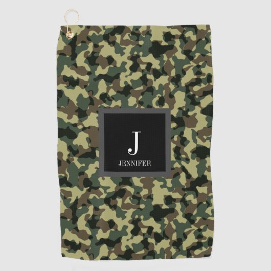 Individuelle Name für grüne Camouflage Golfhandtuch (Vorderseite)