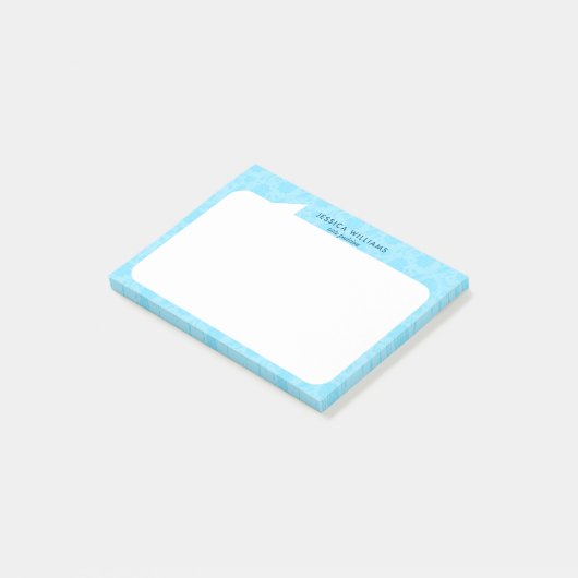 Individuelle Name für hellblaue und weiße Talkblas Post-it Klebezettel (angewinkelt)