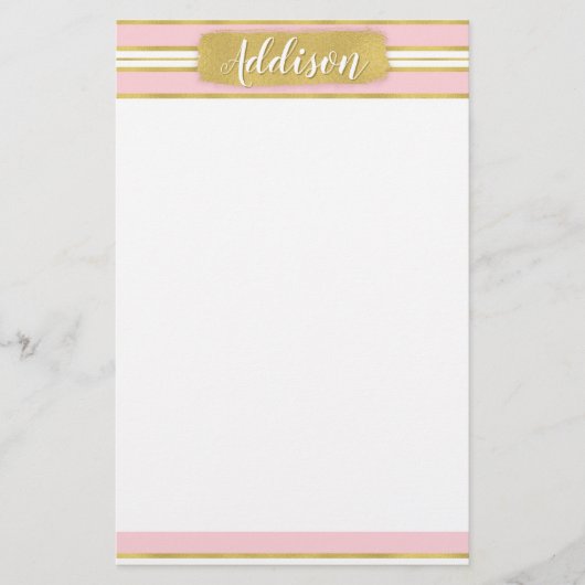 Individuelle Name für hellrosa Streifen Briefpapier (Vorderseite)