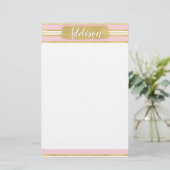 Individuelle Name für hellrosa Streifen Briefpapier (Stehend Vorderseite)