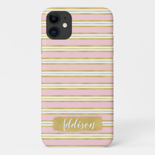 Individuelle Name für hellrosa Streifen Case-Mate iPhone Hülle