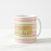 Individuelle Name für hellrosa Streifen Kaffeetasse (VorderseiteRechts)