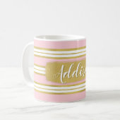 Individuelle Name für hellrosa Streifen Kaffeetasse (Vorderseite Links)