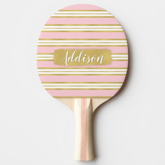 Individuelle Name für hellrosa Streifen Tischtennis Schläger (Vorderseite)