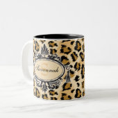 Individuelle Name für klassisches Leopard-Muster u Zweifarbige Tasse (Vorderseite Links)