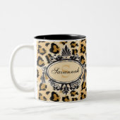 Individuelle Name für klassisches Leopard-Muster u Zweifarbige Tasse (Links)