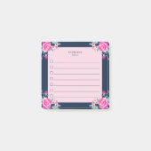 Individuelle Name für lebendige, Hot-Pink-Rose Post-it Klebezettel (Vorderseite)