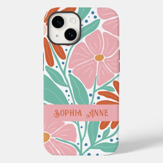 Individuelle Name für Muster der Retro-Floral Case-Mate iPhone Hülle (Rückseite)