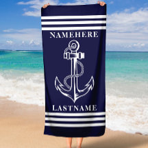 Individuelle Name für Navy Blue Anchor und Stripes