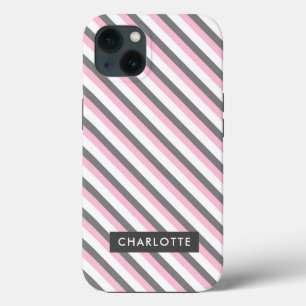 individuelle Name für niedliche Diagonalstreifen Case-Mate iPhone Hülle