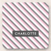 individuelle Name für niedliche Diagonalstreifen Getränkeuntersetzer (Vorderseite)