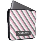 individuelle Name für niedliche Diagonalstreifen Laptopschutzhülle (Vorne Rechts)