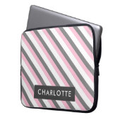 individuelle Name für niedliche Diagonalstreifen Laptopschutzhülle (Vorderseite Links)