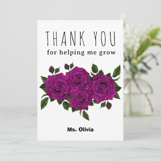 Individuelle Name für personalisierte Lehrerbewert Dankeskarte (Stehend Vorderseite)