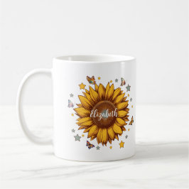 Individuelle Name für Retro-Sonnenblumengeschenk Kaffeetasse