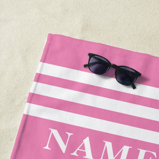 Individuelle Name für rosa Anker und Streifen oder Strandtuch (Beispiel)