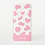 Individuelle Name für Rosa und Weiß Samsung Galaxy S10 Hülle<br><div class="desc">Ein modernes Gehäuse mit rosa-weißem Kuhprint. Dieses lustige Design hat ein trendiges und stilvolles Ambiente. Personalisieren Sie das Gehäuse mit Ihrem Namen für eine auffällige,  individuelle Telefonabdeckung.</div>