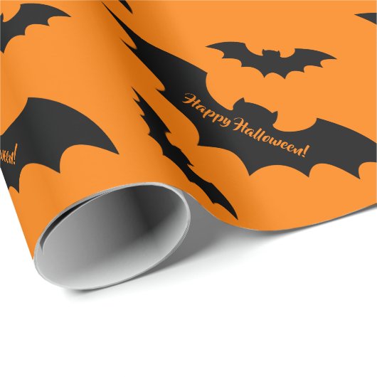 individuelle Name für Schwarz-Orange-Halloween-Fle Geschenkpapier (Rolleneckpunkt)
