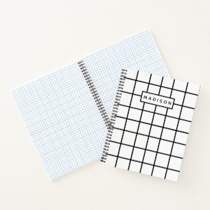 individuelle Name für Schwarz-weißes Grid-Muster Notizblock
