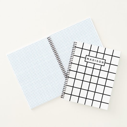 individuelle Name für Schwarz-weißes Grid-Muster Notizblock (Innenseite)
