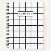 individuelle Name für Schwarz-weißes Grid-Muster Notizblock (Vorderseite)
