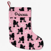 Individuelle Name für Schwarze Poodles und Bows Kleiner Weihnachtsstrumpf (Vorderseite)