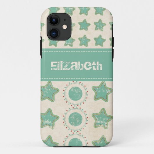Individuelle Name für Stars und Kreise Case-Mate iPhone Hülle (Rückseite)